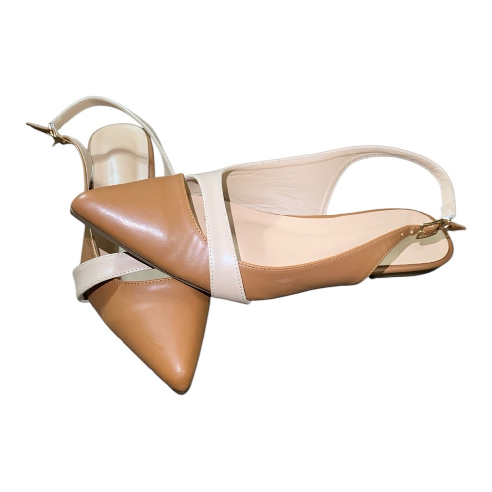 Chic Tan and Cream Slingback Flats